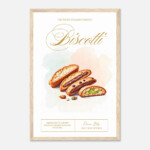 Italian Biscotti Illustration - Semi-Glossy Paper Wooden Framed Wall Art Poster