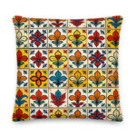 Unique Majolica Art Premium Pillow with Exquisite Hand-Painted STYLE Tiles – Ideal for Art Lovers