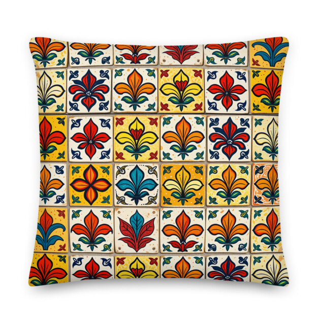 Unique Majolica Art Premium Pillow with Exquisite Hand-Painted STYLE Tiles – Ideal for Art Lovers