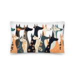Stylized Doberman Gathering Pillow: Artistic Illustration with Botanical Accents - Perfect for Doberman Owners & Modern Art Collectors