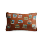 Travel Stickers Pillow, Old Luggage Pillow, Italian Cities Theme Cushion, Home Decor Accent, Travel Enthusiast Gift