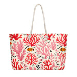 Coral Reef Beach Tote Bag – Vibrant Underwater Ocean Design with Fish, Large Summer Shoulder Bag with Rope Handles for Coastal Travel
