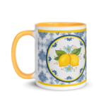 Amalfi Lemons Ceramic Mug | Italian Lemon & Tile Design Coffee Cup | Mediterranean Kitchen Decor Gift | Coastal Style