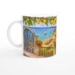 Positano Ceramic Mug – 11oz Coastal Coffee & Tea Cup, Italian Tile Style Gift from Amalfi Coast