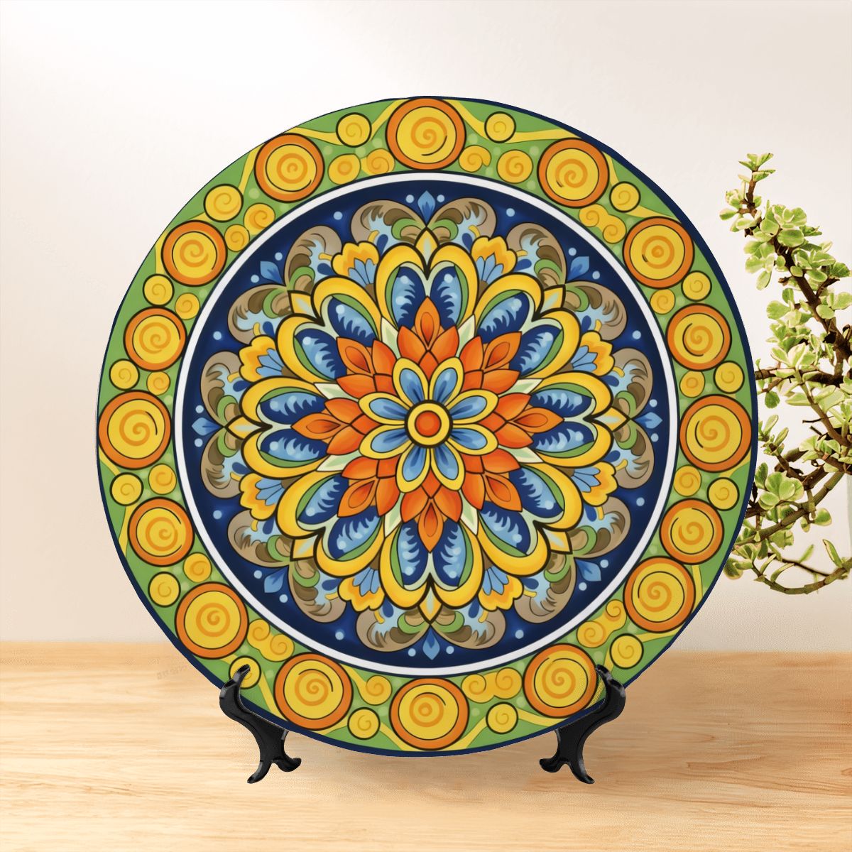 Decorative Plate MainMediterranean Mandala Ceramic Plate – Italian Majolica Art Home Decor - Image 2