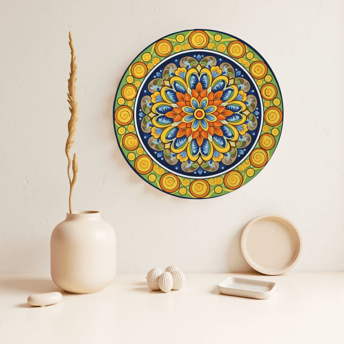 Decorative Plate MainMediterranean Mandala Ceramic Plate – Italian Majolica Art Home Decor - Image 3