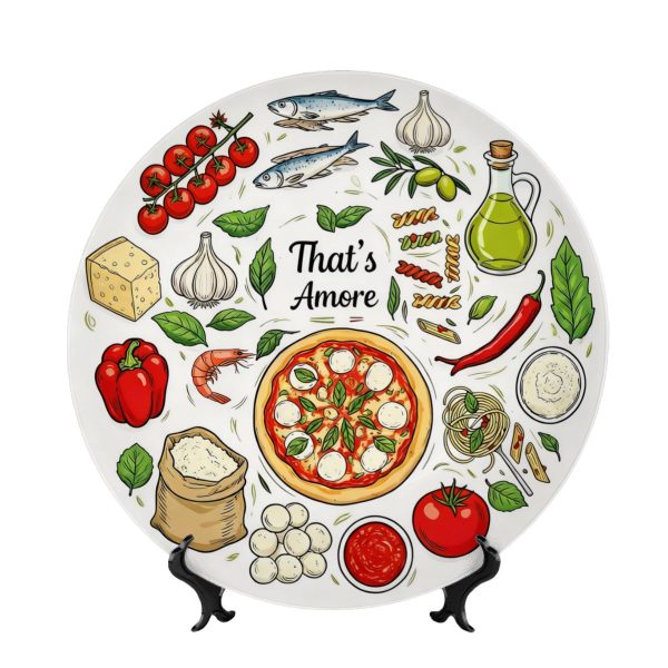 That’s Amore Italian Decorative Plate – Kitchen Decor with Mediterranean Ingredients and Classic Recipe Art