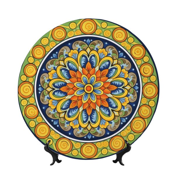 Decorative Plate MainMediterranean Mandala Ceramic Plate – Italian Majolica Art Home Decor