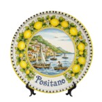 Decorative Plate Authentic Amalfi Style Decorative Plate | Positano Cityscape and Sailor | Yellow Lemon Garland Ceramic Serving Dish