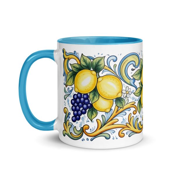 Amalfi Lemons & Grapes Ceramic Mug – Italian Majolica Coffee Cup – Mediterranean Kitchen Gift