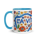 La Vita e Bella Mosaic 11oz Mug with Color Inside – Italian Art Coffee Cup – Vibrant Style Ceramic Gift
