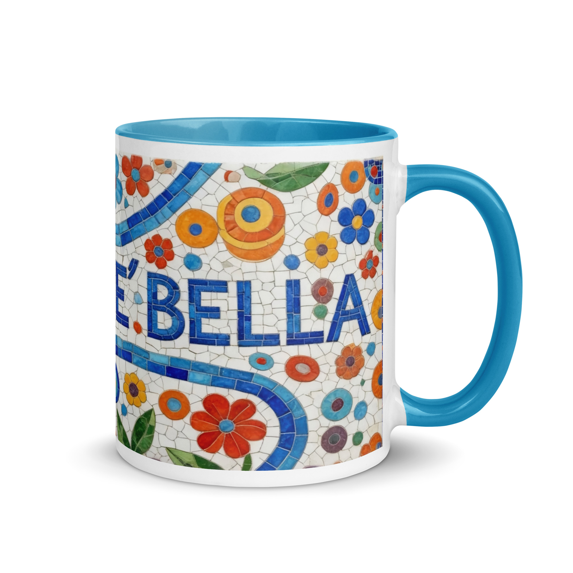La Vita e Bella Mosaic 11oz Mug with Color Inside – Italian Art Coffee Cup – Vibrant Style Ceramic Gift - Image 11