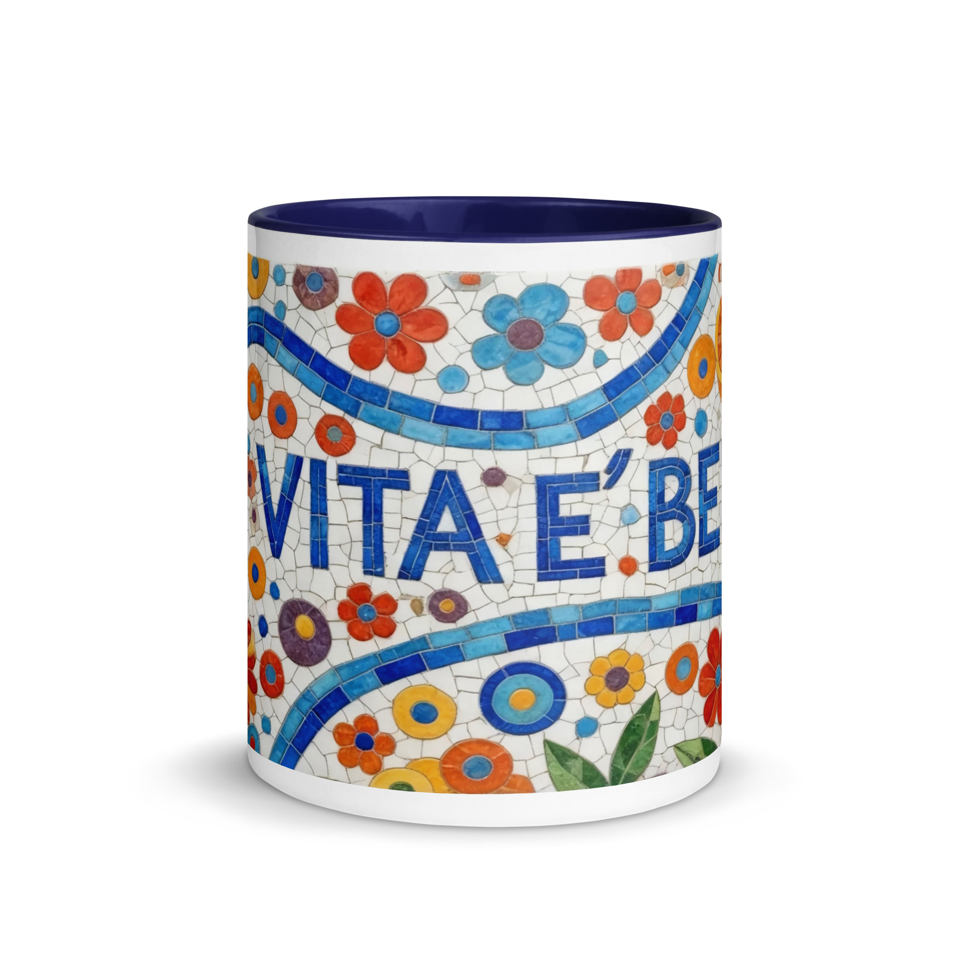 La Vita e Bella Mosaic 11oz Mug with Color Inside – Italian Art Coffee Cup – Vibrant Style Ceramic Gift - Image 3