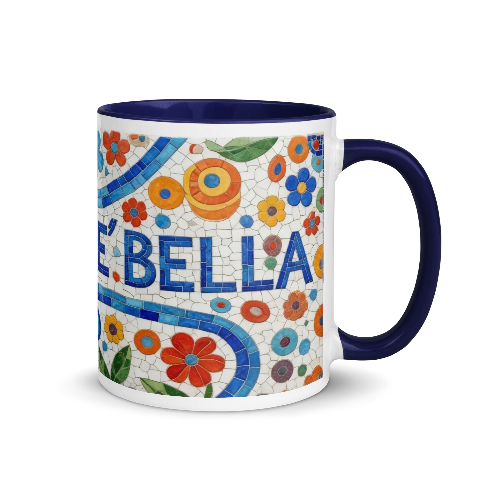 La Vita e Bella Mosaic 11oz Mug with Color Inside – Italian Art Coffee Cup – Vibrant Style Ceramic Gift - Image 2
