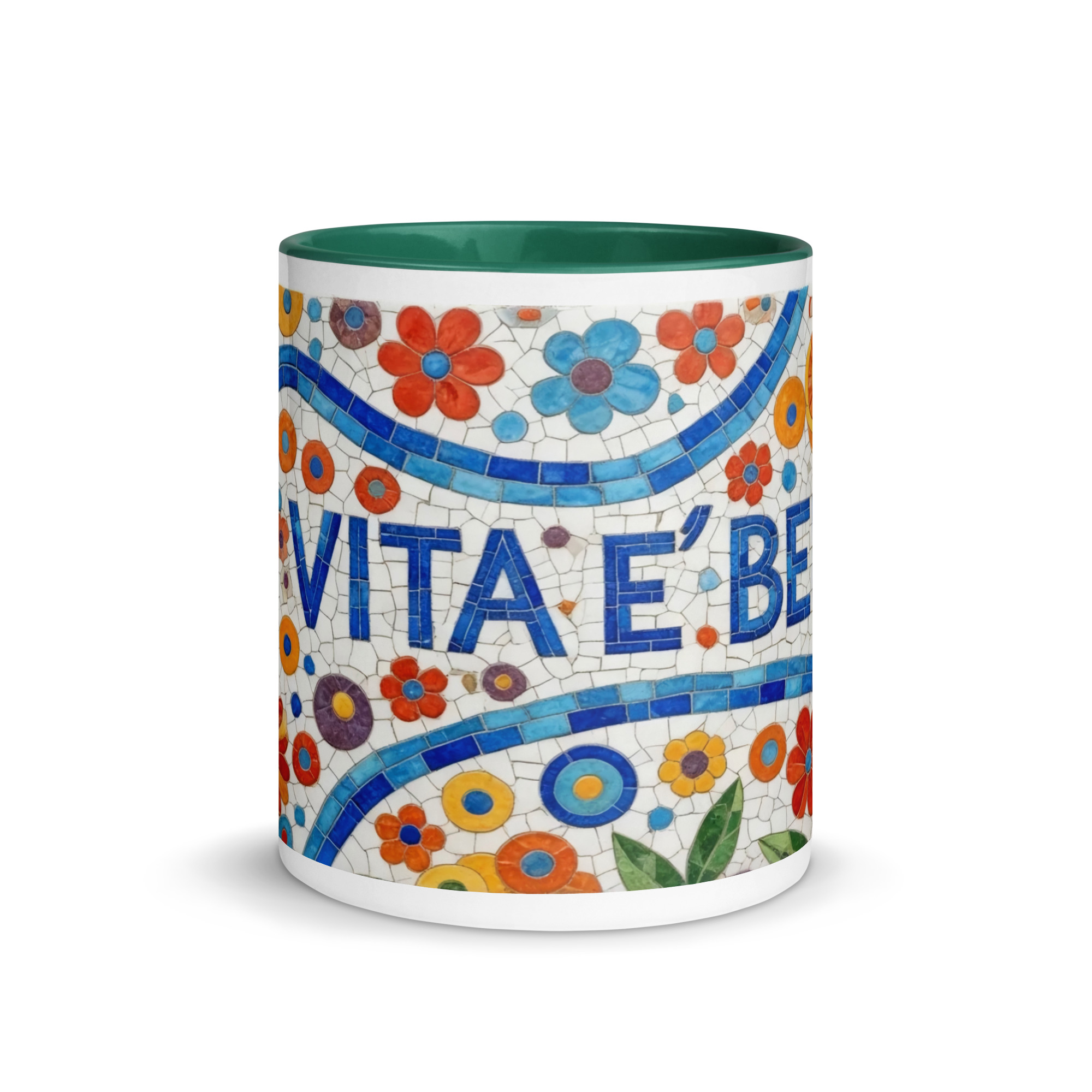 La Vita e Bella Mosaic 11oz Mug with Color Inside – Italian Art Coffee Cup – Vibrant Style Ceramic Gift - Image 6
