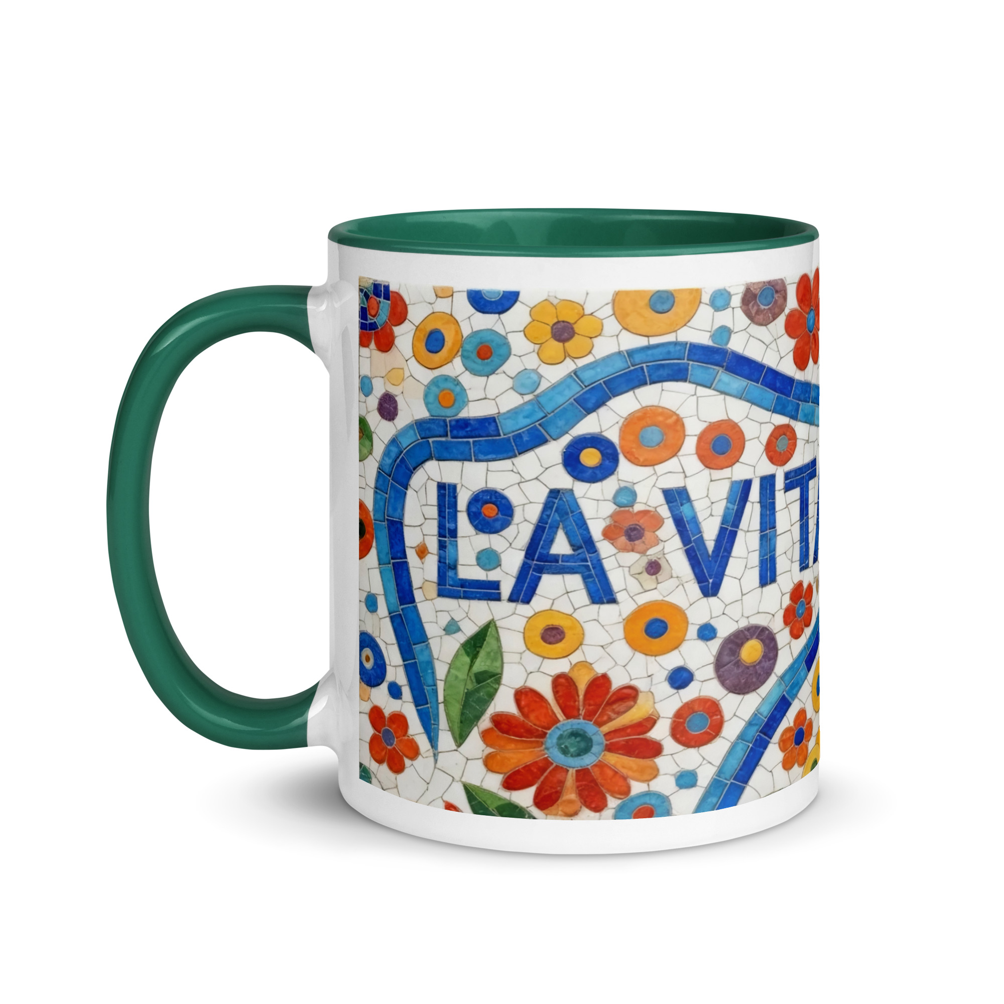 La Vita e Bella Mosaic 11oz Mug with Color Inside – Italian Art Coffee Cup – Vibrant Style Ceramic Gift - Image 7