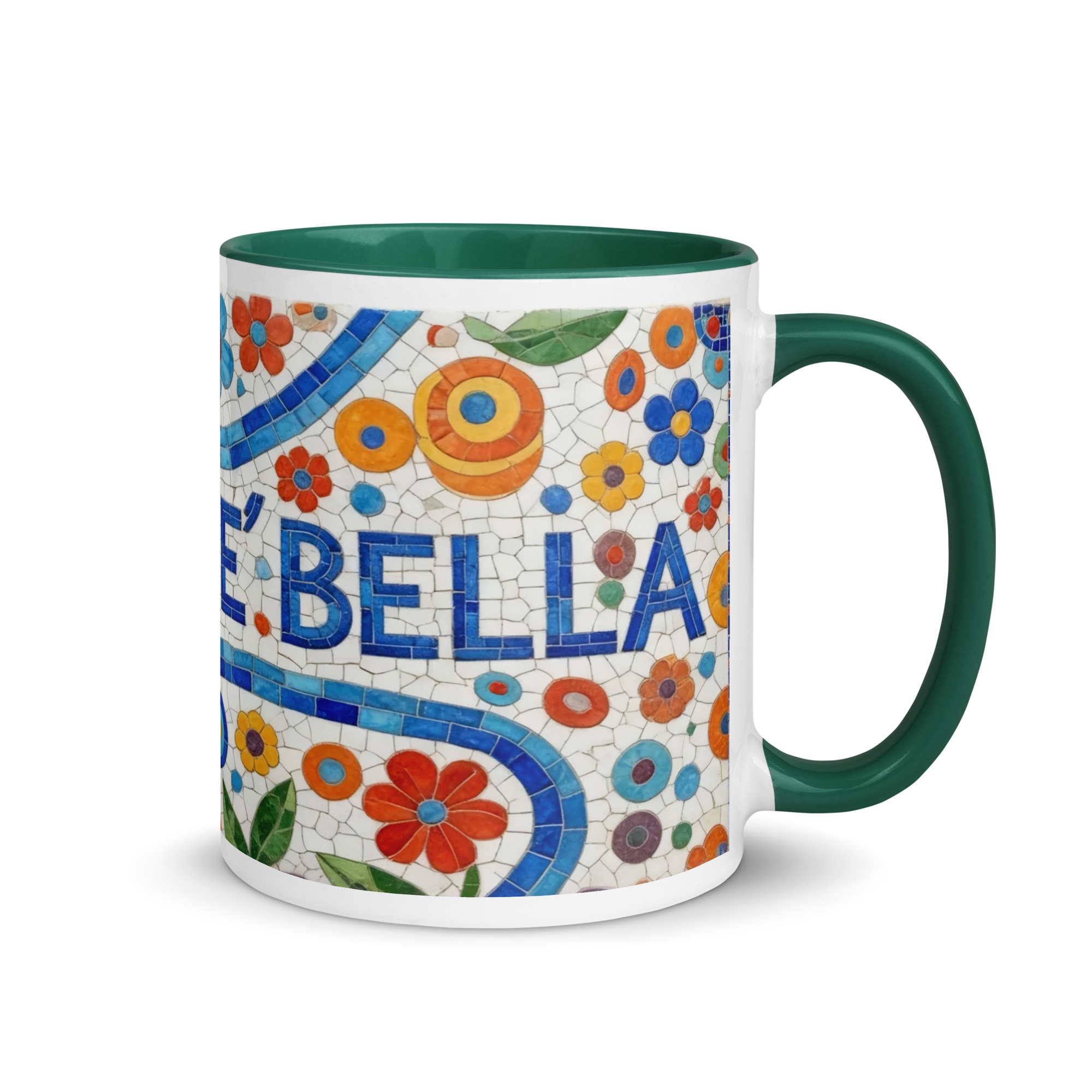 La Vita e Bella Mosaic 11oz Mug with Color Inside – Italian Art Coffee Cup – Vibrant Style Ceramic Gift - Image 5