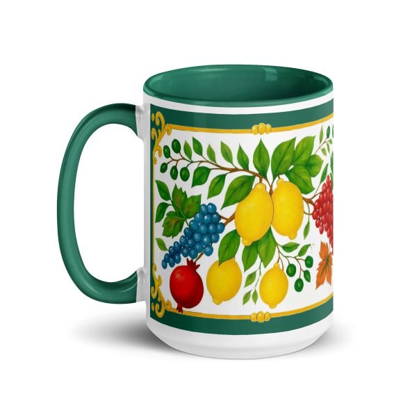 Italian Sorrento Lemons and Grapes 15 0z Coffee Mug – Botanical Art Cup, Autumn Kitchen Décor