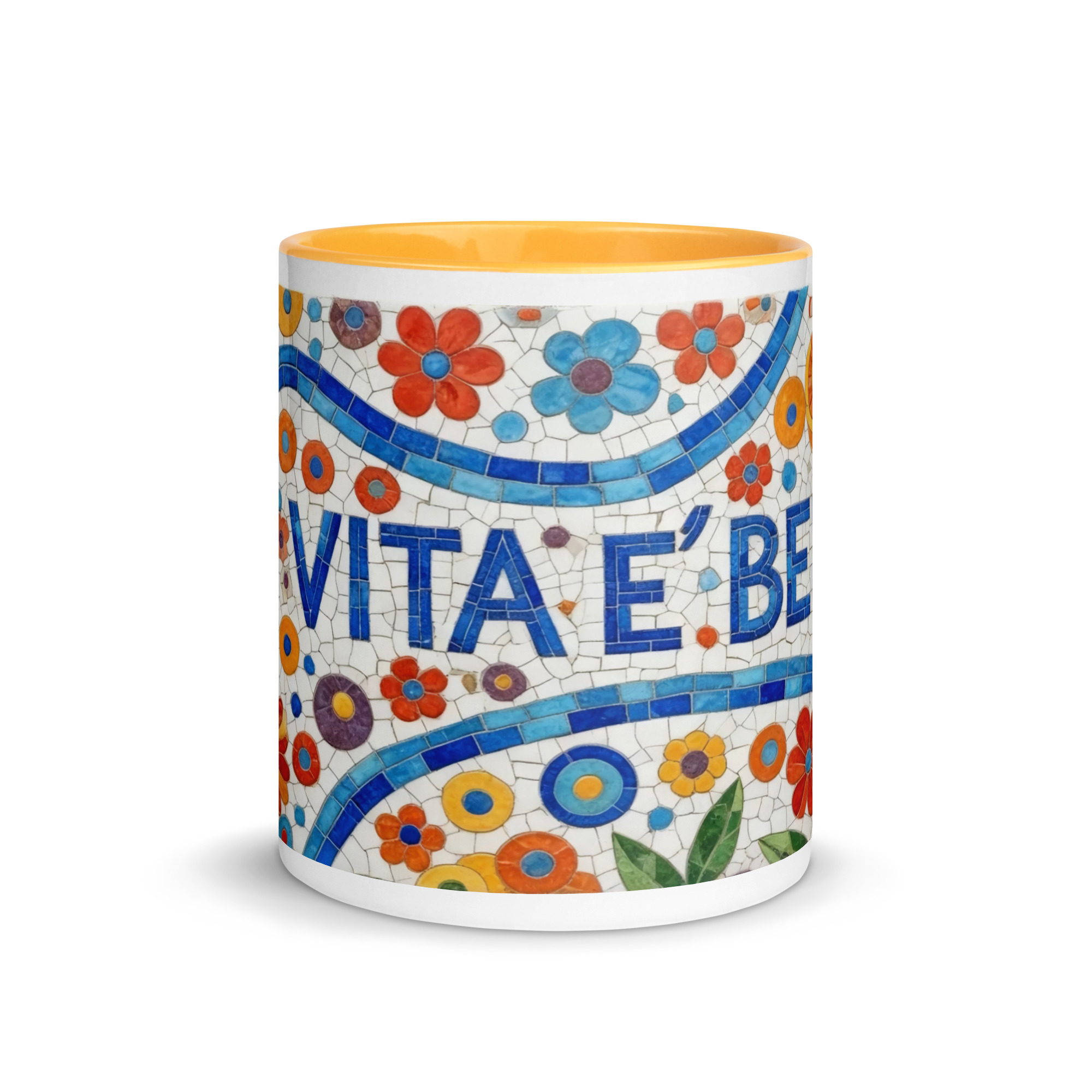 La Vita e Bella Mosaic 11oz Mug with Color Inside – Italian Art Coffee Cup – Vibrant Style Ceramic Gift - Image 17