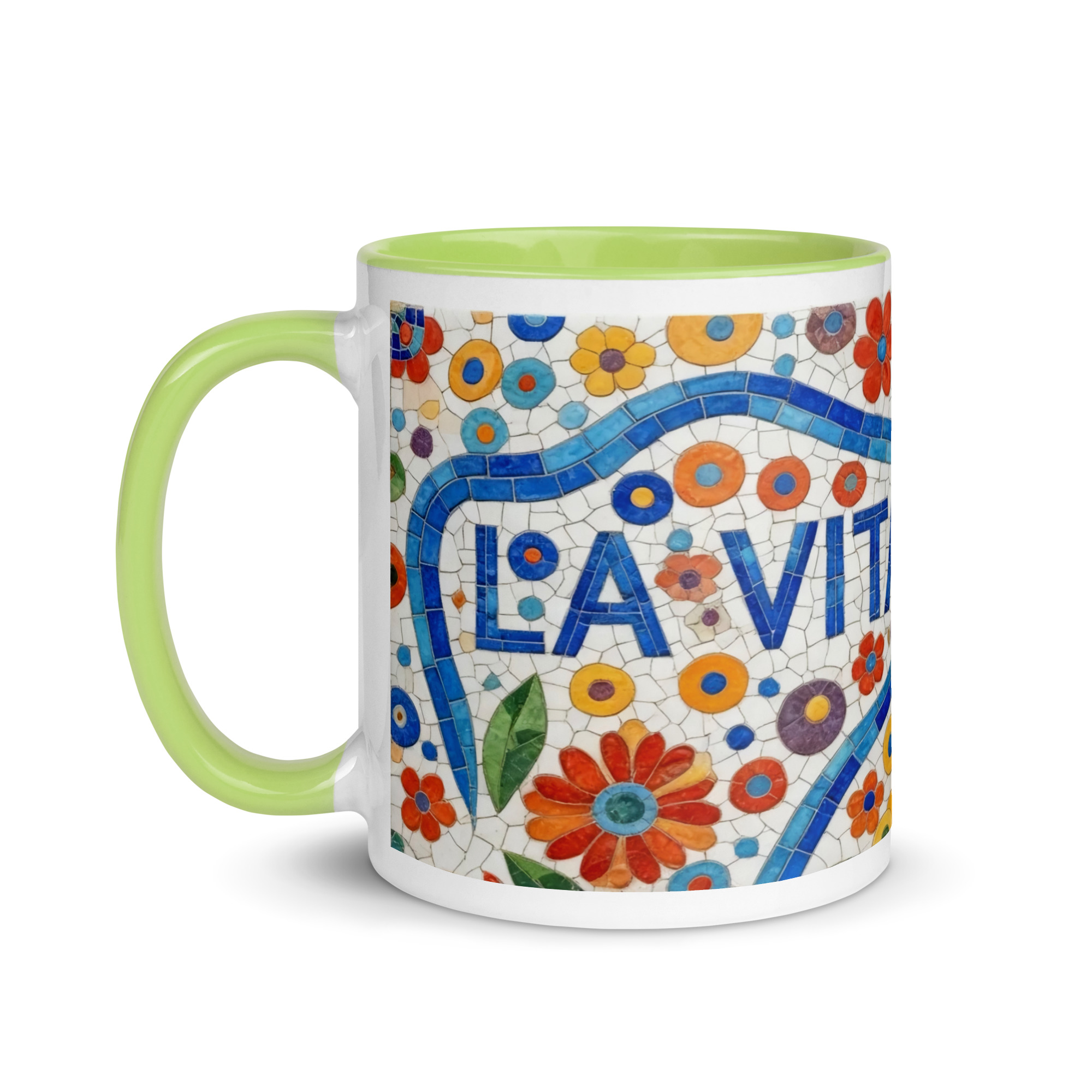 La Vita e Bella Mosaic 11oz Mug with Color Inside – Italian Art Coffee Cup – Vibrant Style Ceramic Gift - Image 21