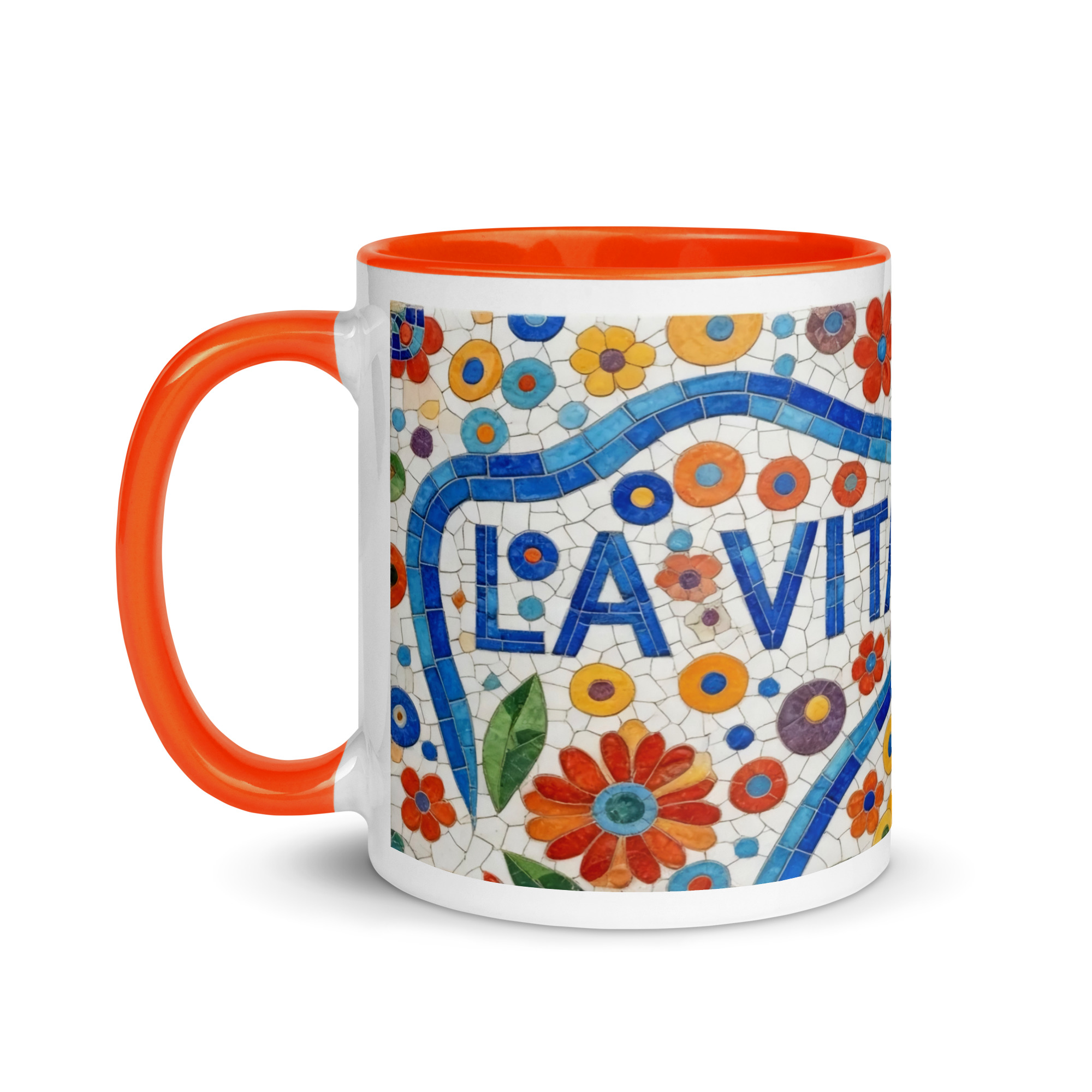 La Vita e Bella Mosaic 11oz Mug with Color Inside – Italian Art Coffee Cup – Vibrant Style Ceramic Gift - Image 10