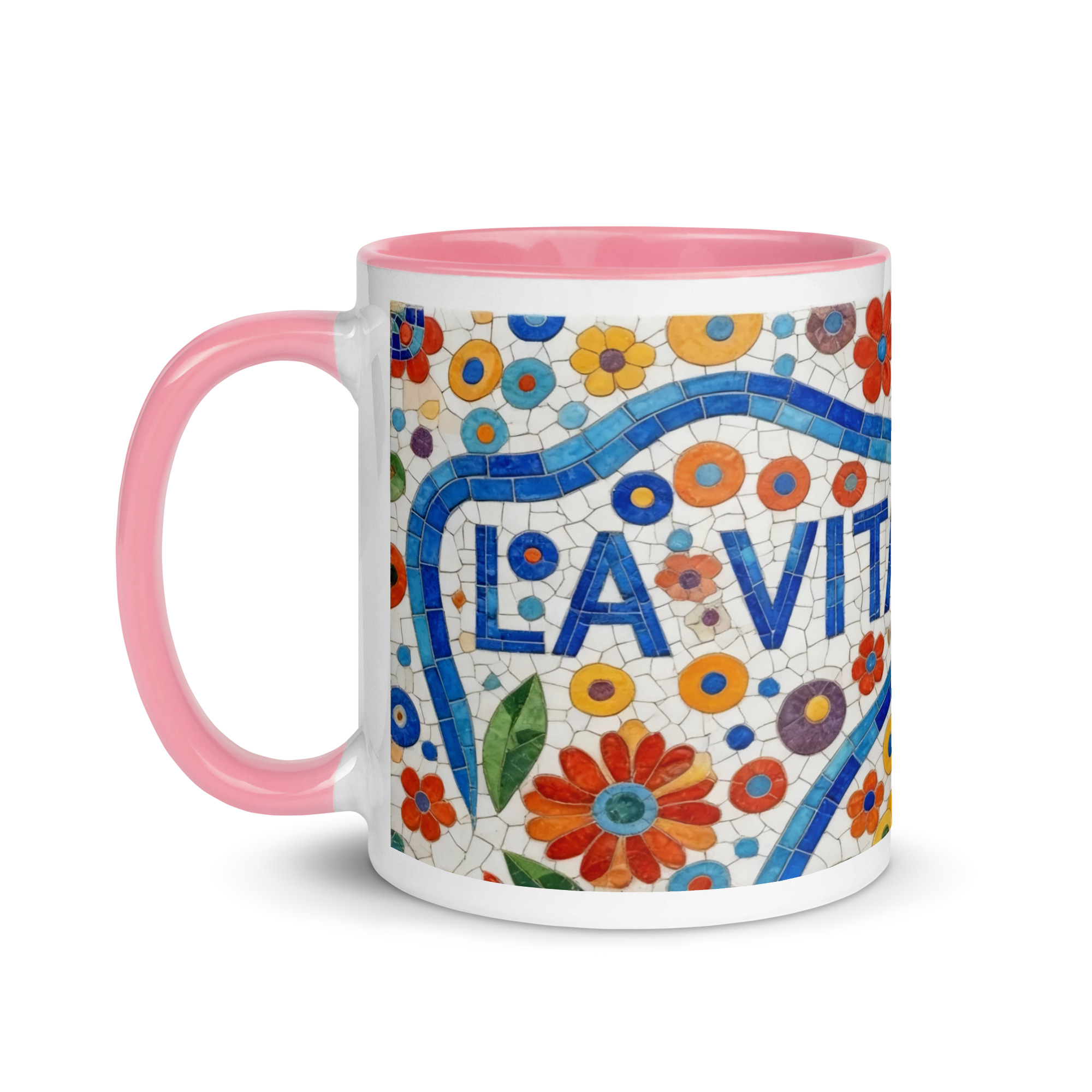 La Vita e Bella Mosaic 11oz Mug with Color Inside – Italian Art Coffee Cup – Vibrant Style Ceramic Gift - Image 15
