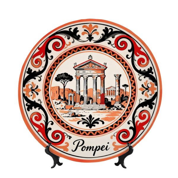 Pompeii Architecture Decorative Plate | Ceramic Wall Art & Display Stand | History Lover Gift