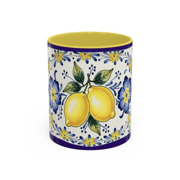 Limoncello Lemon Floral Mug, Italian Majolica Style Coffee Cup, Tea Lover Gift, Colorful 11oz Mug