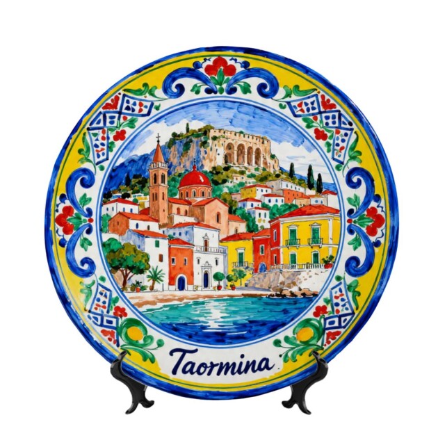 Taormina Sicily Wall Plate, Italian Ceramic Art, Majolica Style Decorative Platter