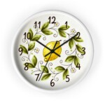 Amalfi Lemon Wreath Wall Clock, Decorative Kitchen Accent, Rustic Italian Farmhouse Home Decor