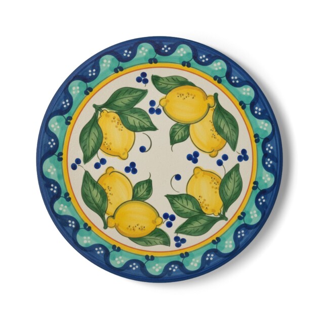 Lemon Tile Pattern 4" x 4" Coaster | Citrus Fruit Drink Ceramic Table Coaster