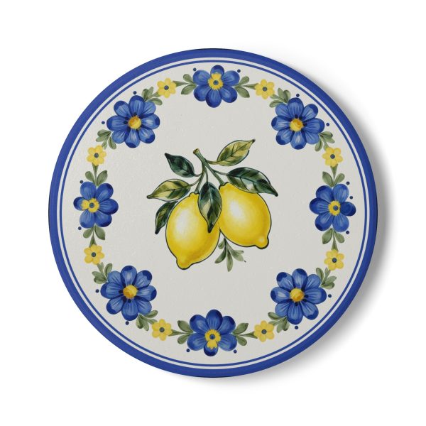 Lemon Ceramic Coaster, Kitchen Decor, Citrus Pattern Drink Holder, Housewarming Gift, Tile Coaster Set, Home Accent
