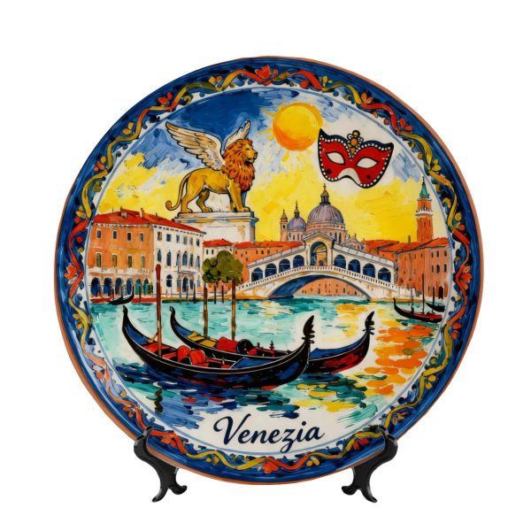 Venetian Souvenir Wall Plaque, Lion of St. Mark, Bright Italian Pottery Display