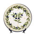 Olive Branch Decorative Plate – Mediterranean Ceramic, Blue and Green Olive  Branches Design