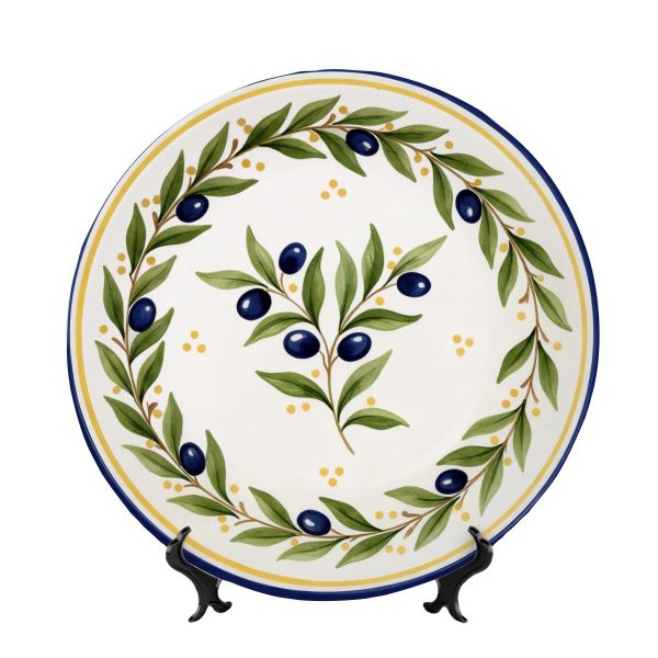 Olive Branch Decorative Plate – Mediterranean Ceramic, Blue and Green Olive  Branches Design