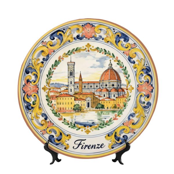 Florentine Decorative Plate, Giotto's Bell Tower & Cityscape, Italian Souvenir Art