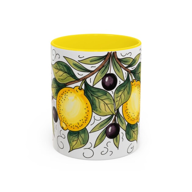 Rustic Olive Grove Mug - Italian Farm Scene Coffee Cup - Mediterranean Style Ceramic