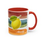 Amalfi Lemon Stripes Mug | Accent Handle Coffee Mug