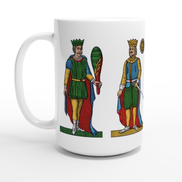 Four Kings Neapolitan Card Deck Mug | Scopa Game Night Coffee Cup | Italian Style Decor