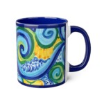 Blue Yellow Amalfi Abstract Swirl Accent Mug | 11oz