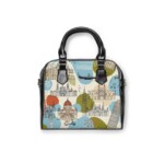 Italian Architecture Print Crossbody Bag Shoulder Handbag | Travel Inspired, Black Faux Leather Accents