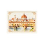 Florence Watercolor Effect Illustration Ceramic Tile | Duomo and Ponte Vecchio