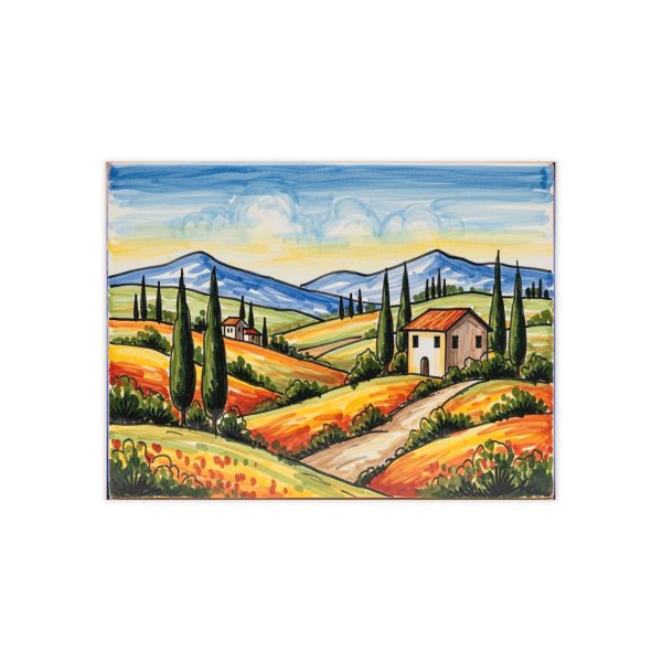 Tuscan Countryside Ceramic Tile | Landscape Art, Cottage Scene