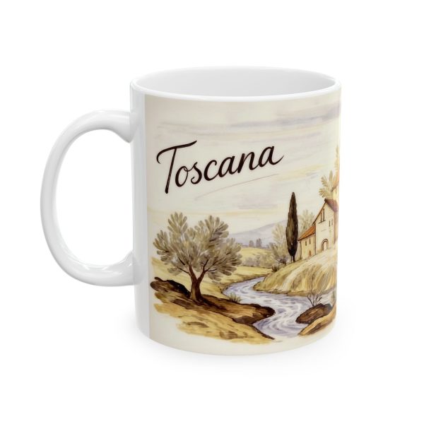 Tuscan Landscape Mug | Ceramic Coffee Cup, Rustic Villa Art