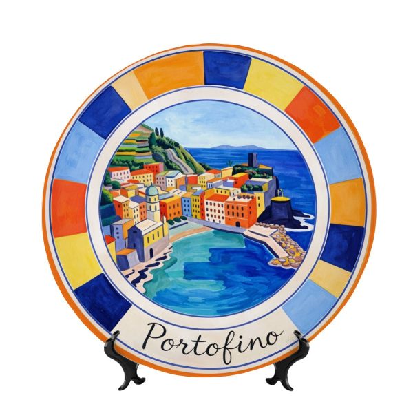 Portofino Inspired Wall Decor - Italian Coastal Village Ceramic Art Print for Mediterranean Home