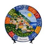 Majolica Style Inspired Home Accent Plate Featuring Scenic Positano Coastline