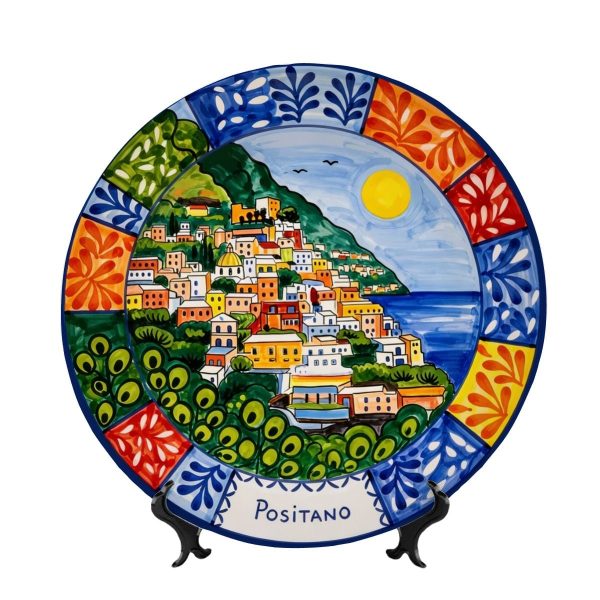 Majolica Style Inspired Home Accent Plate Featuring Scenic Positano Coastline