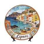 Lipari Inspired Decorative Plate, Sicilian Coast Wall Art, Italian Island Ceramic Decor