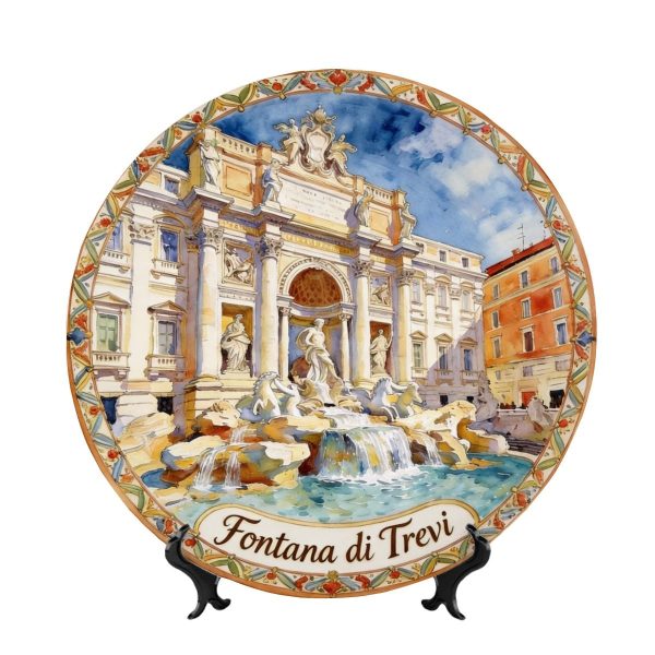 Fontana di Trevi Inspired Decorative Plate, Rome Italy Landmark Wall Art, Travel Inspired Home Decor