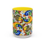 Colorful Italian Majolica Style Fish Pattern Mug | Ceramic Accent Coffee Mug